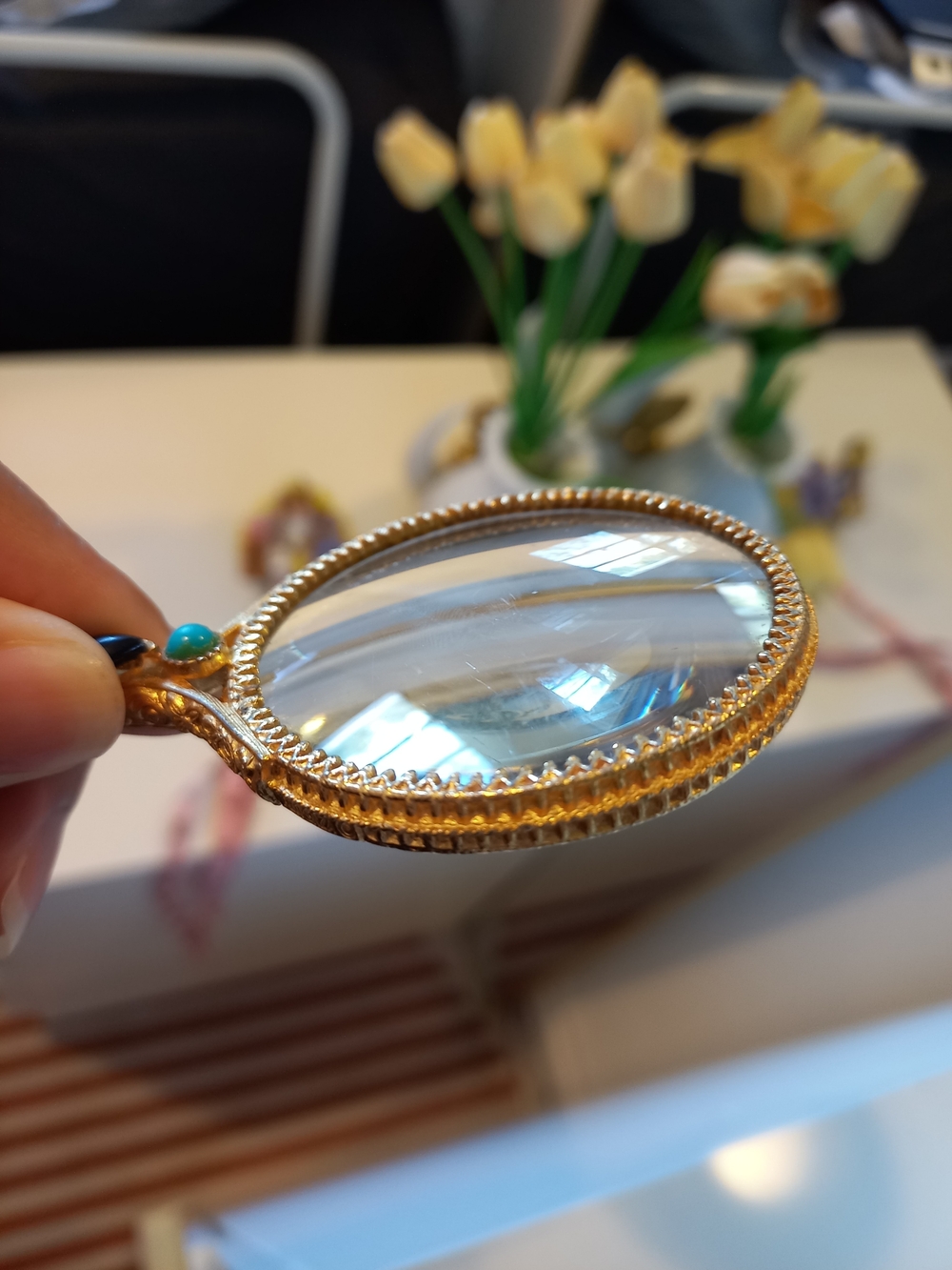 Vintage Signed Florenza Jeweled Hand-Held Magnifying Glass - Picture 11 of 12